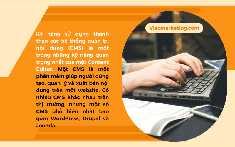 Content Editor cần sử dụng thành thạo các hệ thống quản trị nội dung (CMS)