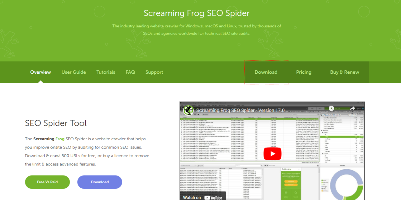 Hiện tại, Screaming Frog cung cấp người dùng bản miễn phí và trả phí